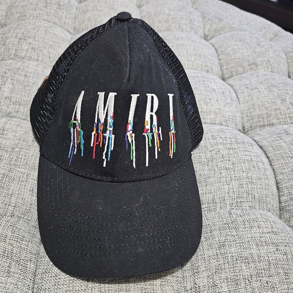 Amiri Black Trucker Hat with Colorful Logo